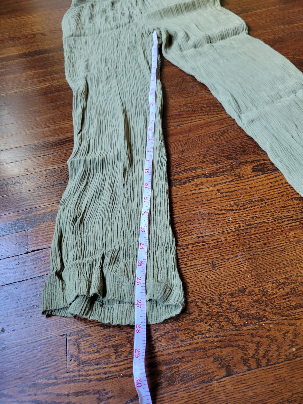 Sag Harbor Women’s Crinkle Straight Leg Pants, Elastic Waist Lime Sz M Boho - Picture 15 of 17